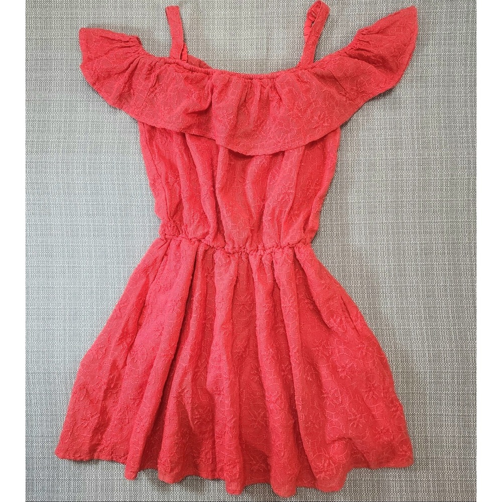 Abercrombie Kids Coral Ruffle Off Shoulder Dress Girls 7/8